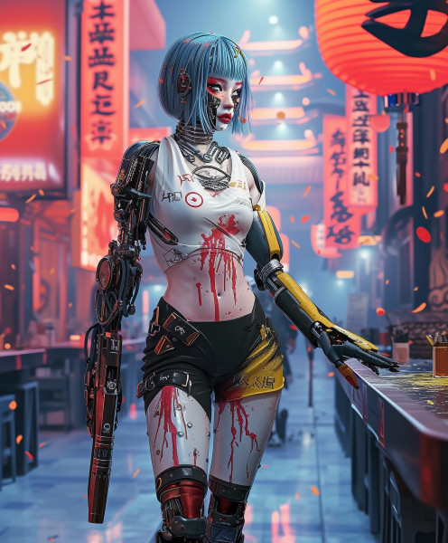 white japanese cyberpunk babe